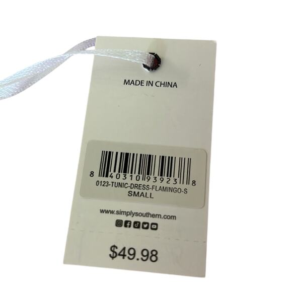 SIMPLY SOUTHERN COLLECTION Flamingo Split Neck Tunic Knit Dress Size Small NWT - Picture 5 of 10